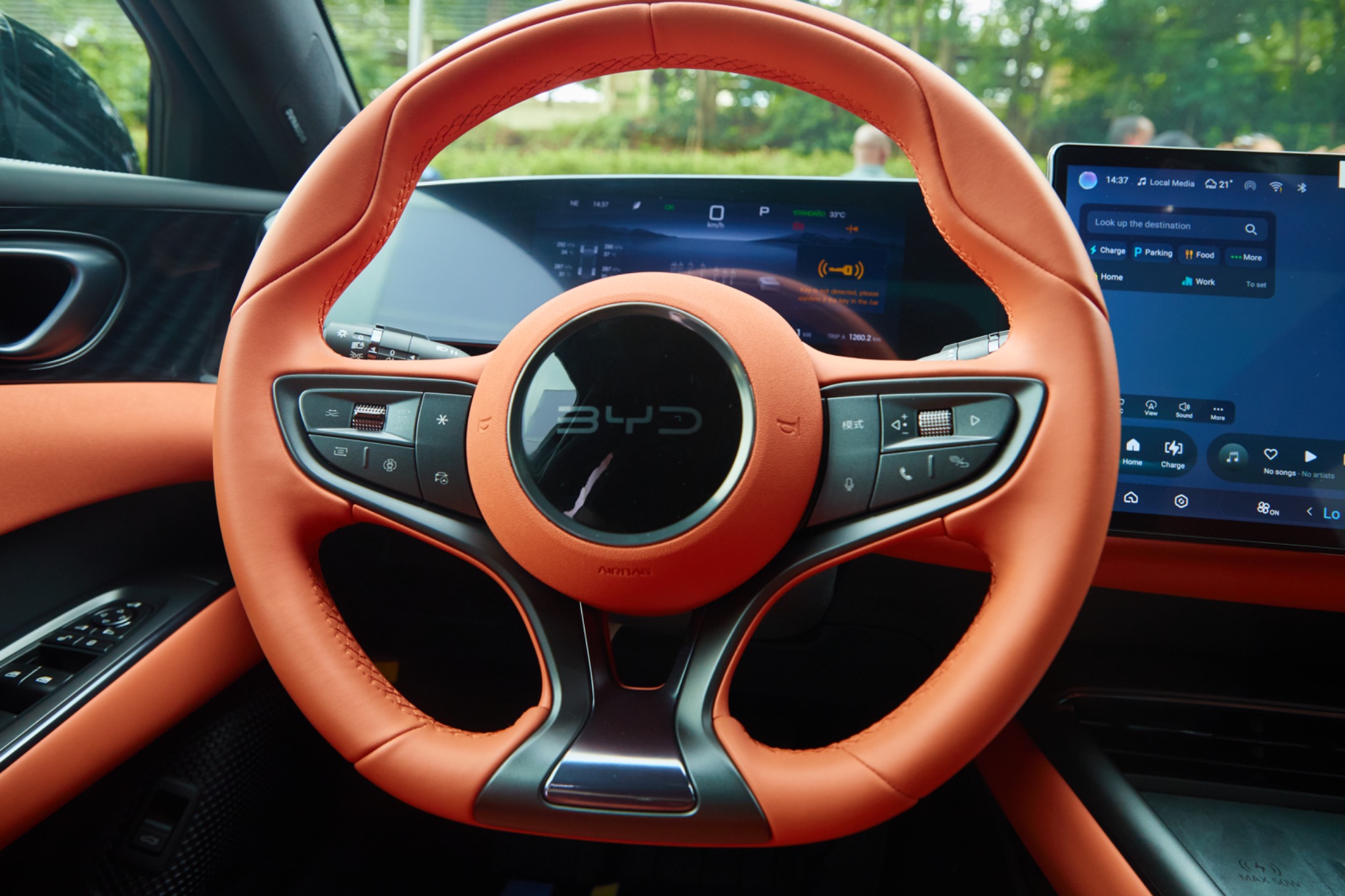 BYD steering wheel close-up